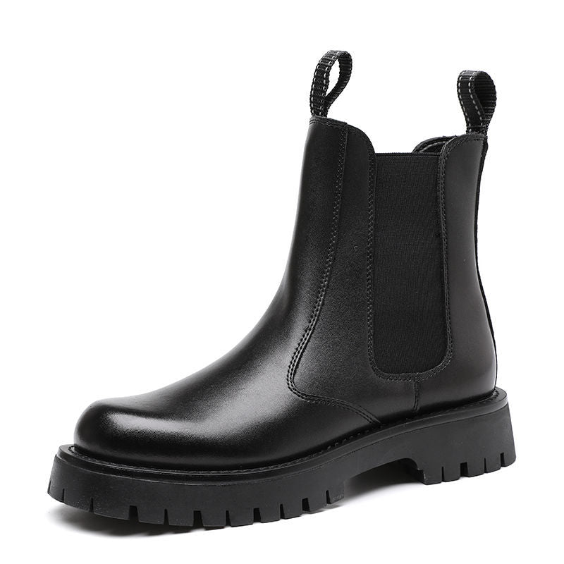 Gefütterte Herren-Lederstiefel, mittelhoher Schaft