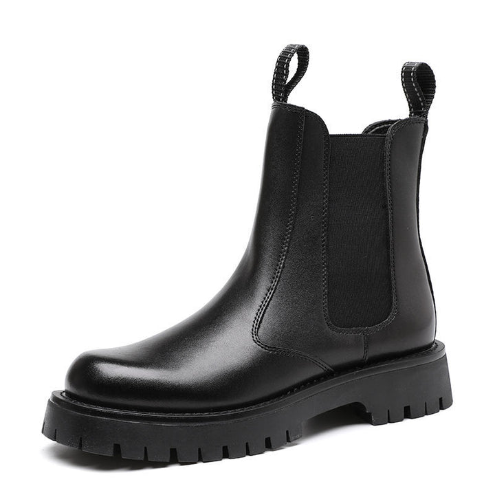 Gefütterte Herren-Lederstiefel, mittelhoher Schaft