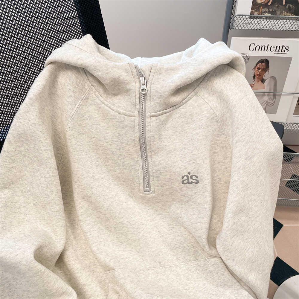 Vintage-Kapuzenpullover mit halbem Reißverschluss