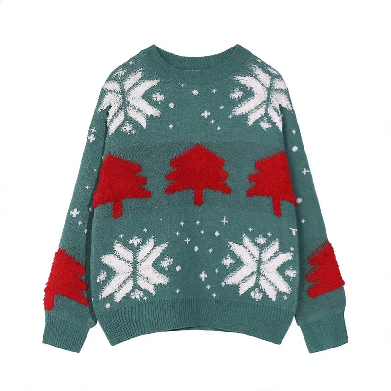 Weihnachtspullover mit Schneeflocken, Unisex, große Größen