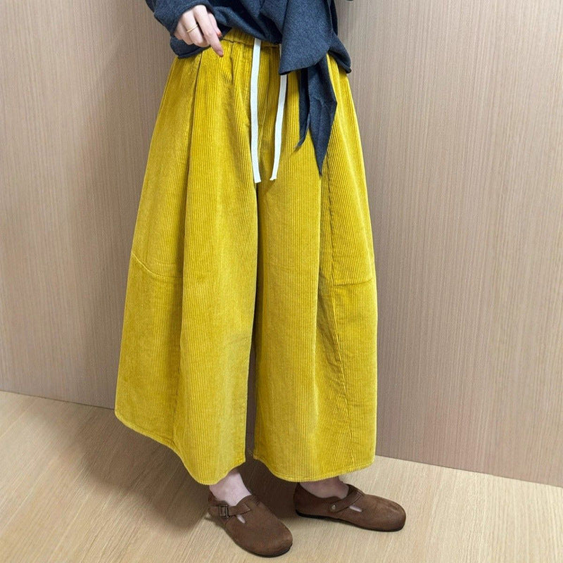 Damen-Cordhose mit weitem Bein, gefüttert