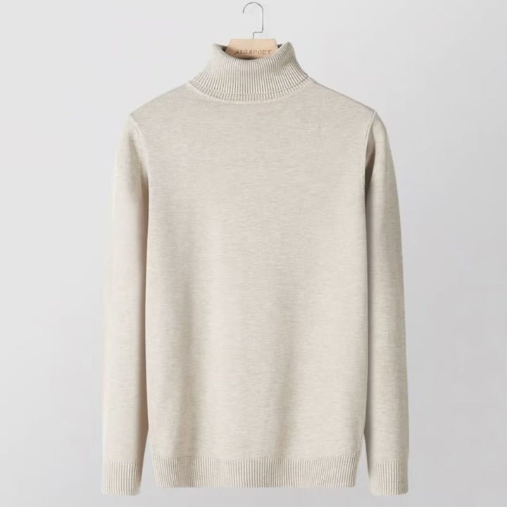 Herren-Strickpullover mit hohem Kragen, körpernah