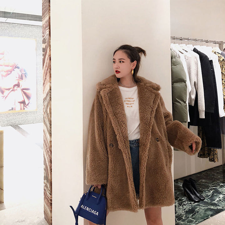 Lockerer Damen-Wintermantel in Teddy-Optik