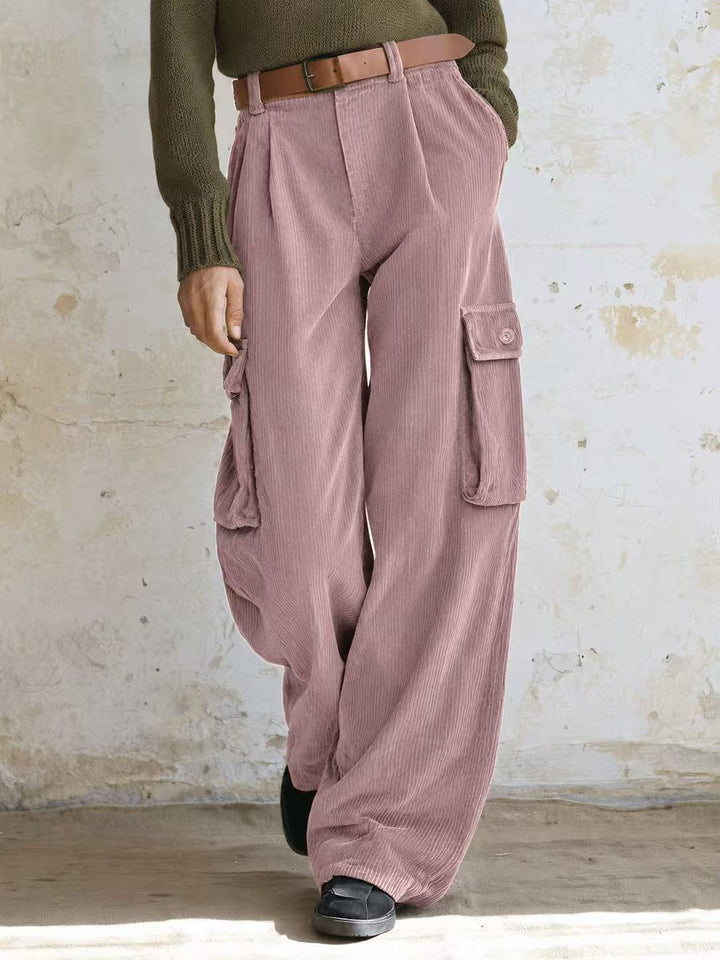 Vielseitige Cord-Cargohose mit hohem Bund