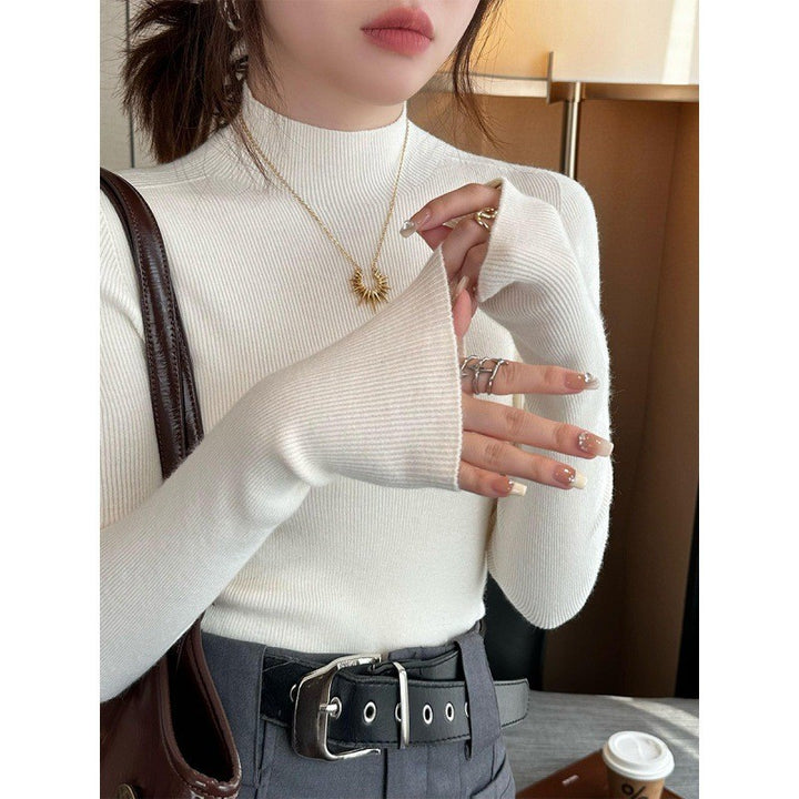 Damen-Strickpullover, Rundhals, langärmelig, figurbetont