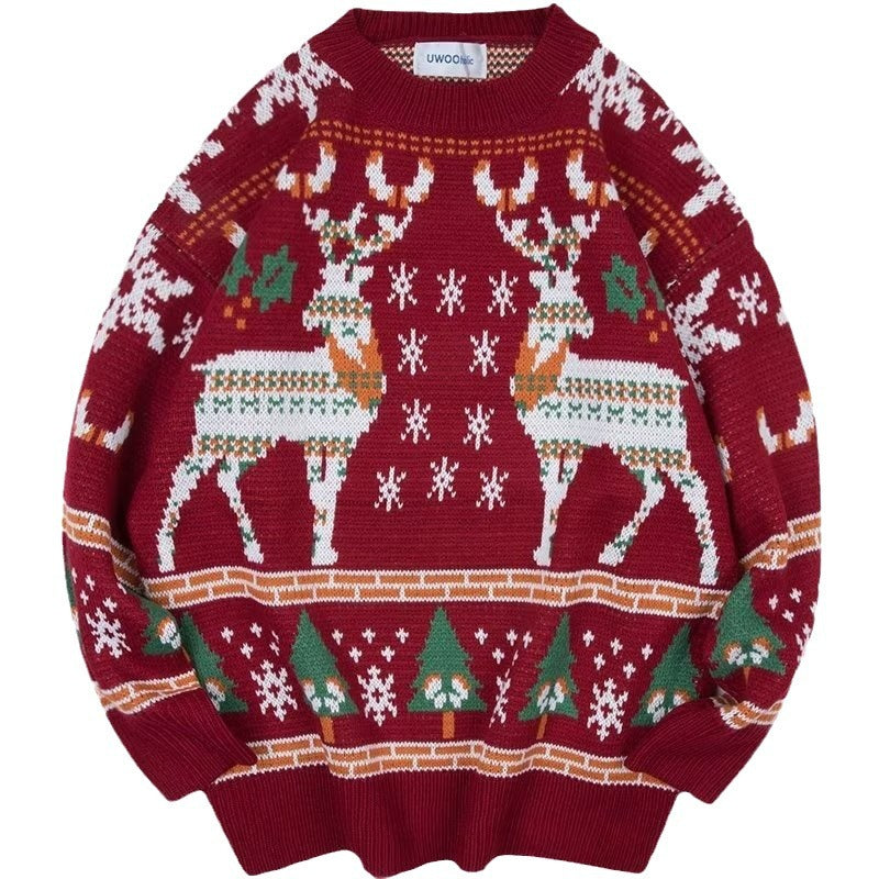 Damen-Strickpullover mit Rentier-Stickerei