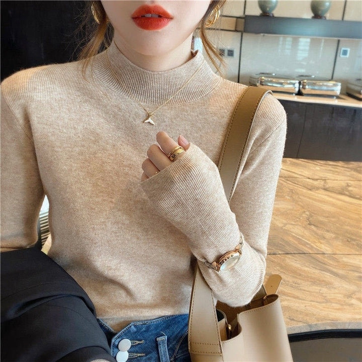 Vielseitiger Damen-Strickpullover mit Stehkragen