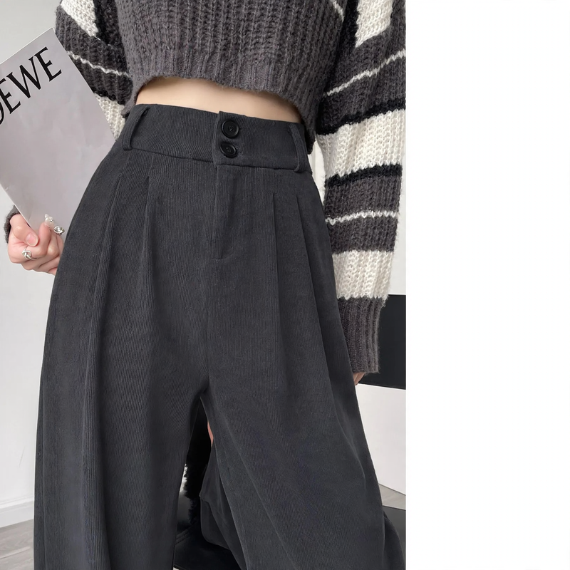 Cord-Weithose mit hohem Bund für Damen