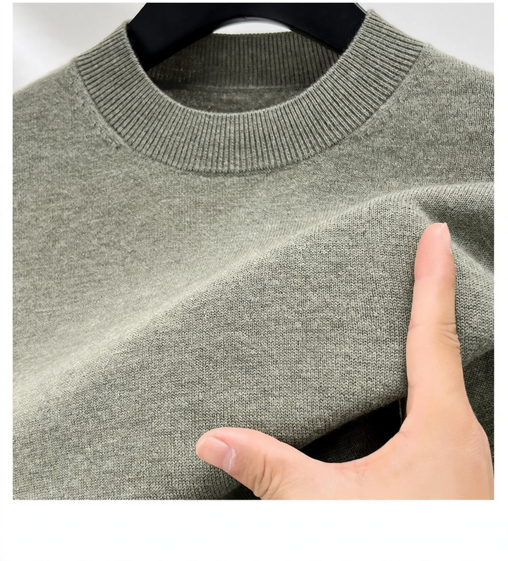 Herren-Wollpullover, 100% Wolle, Stehkragen, dick