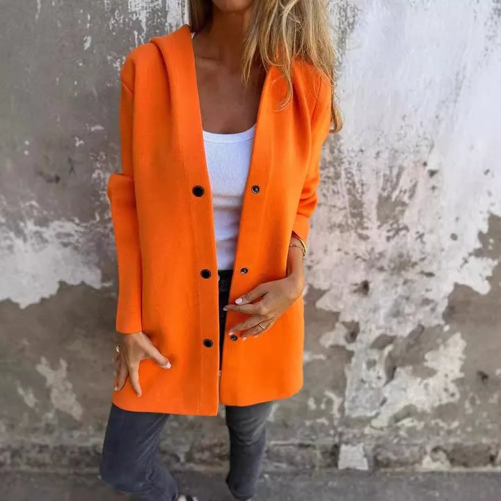 Echoarchiv | Lässiger einreihiger Cardigan mit Kapuze