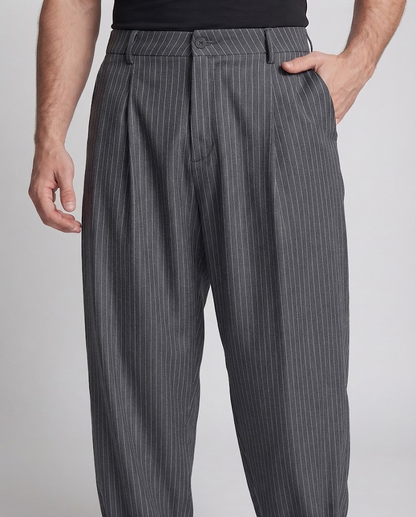 Herren Nadelstreifen-Palazzo-Hose mit extra weitem Bein und hoher Leibhöhe Echo Archiv