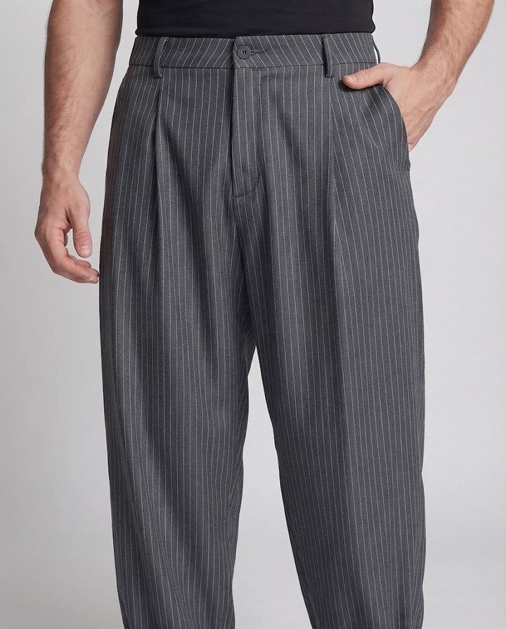 Herren Nadelstreifen-Palazzo-Hose mit extra weitem Bein und hoher Leibhöhe Echo Archiv