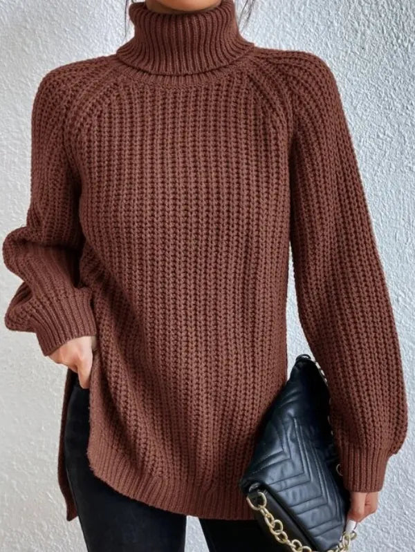 Echoarchiv-rollkragenpullover Mit Raglanärmel Und Geteiltem Saum