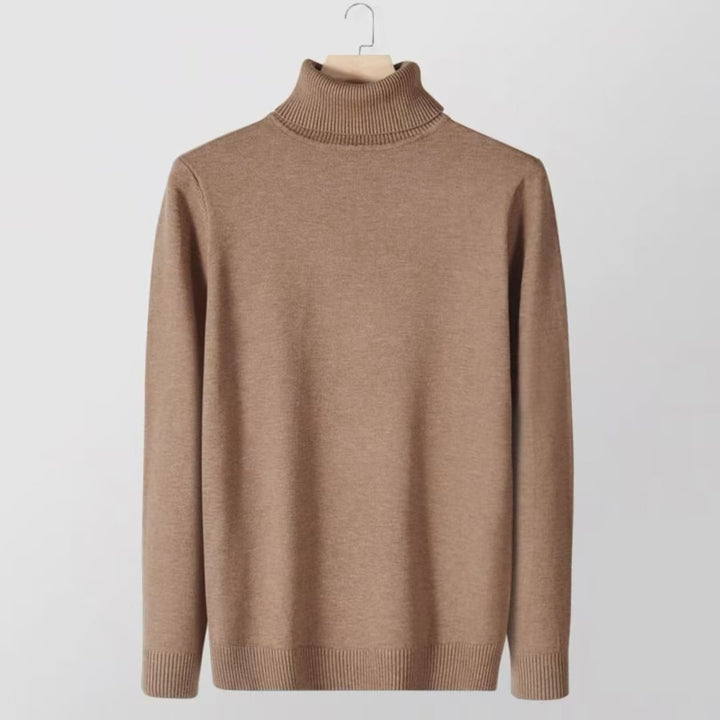Herren-Strickpullover mit hohem Kragen, körpernah