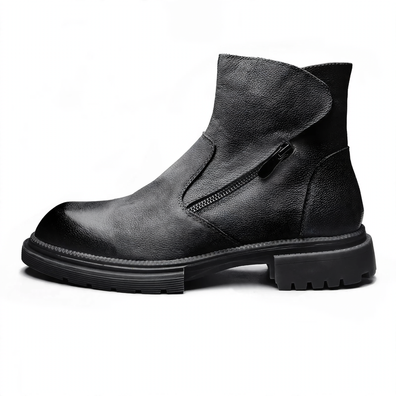 Herren-Lederstiefel im Biker-Stil, gefüttert