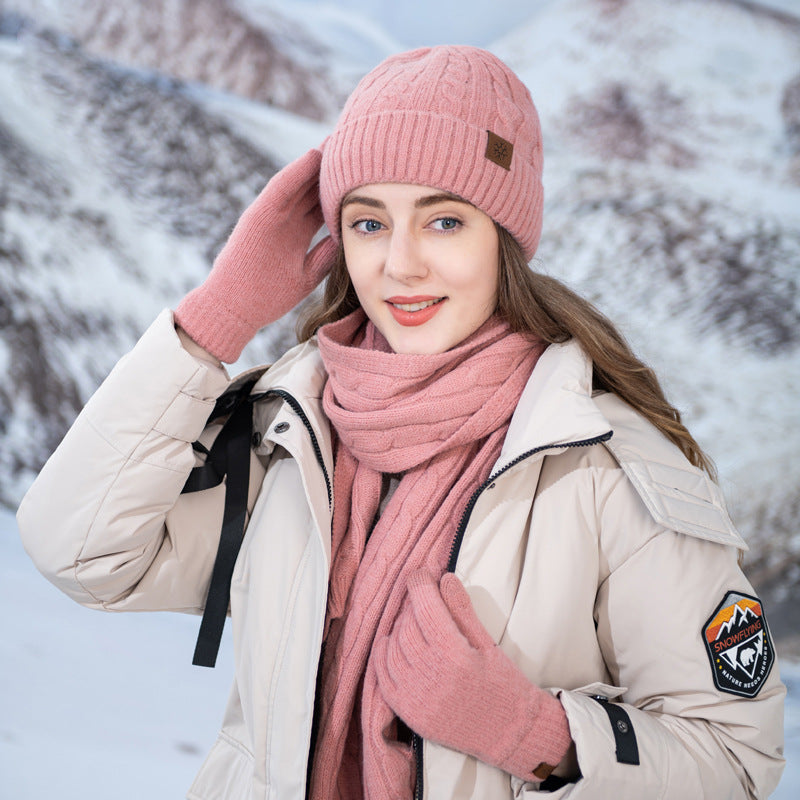 Strick-Set mit Mütze, Schal und Handschuhen