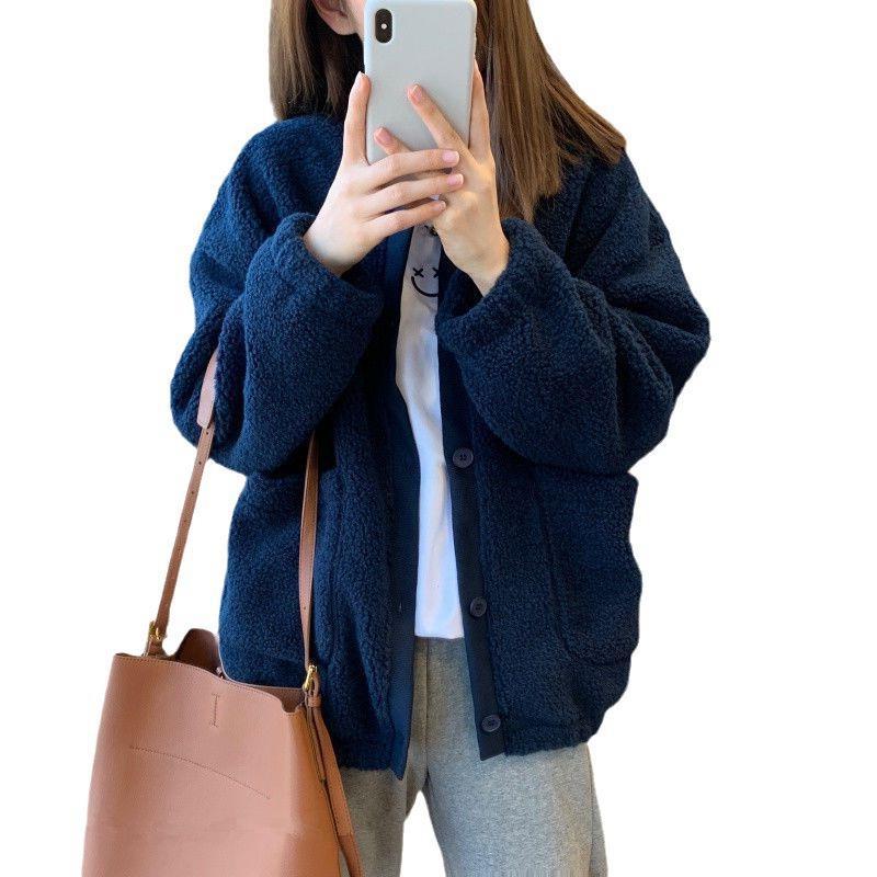 Warme Teddyfleece-Jacke im Baseball-Stil
