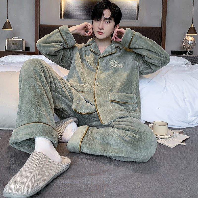 Gefütterter Herren-Pyjama aus Flanell, warm und weich