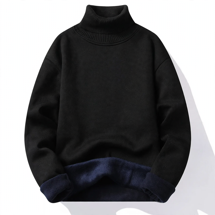 Herren-Strickpullover mit hohem Kragen, körperbetont