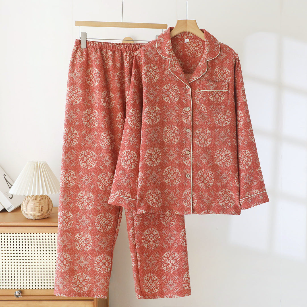 Atmungsaktives Jacquard-Baumwoll-Set für Damen