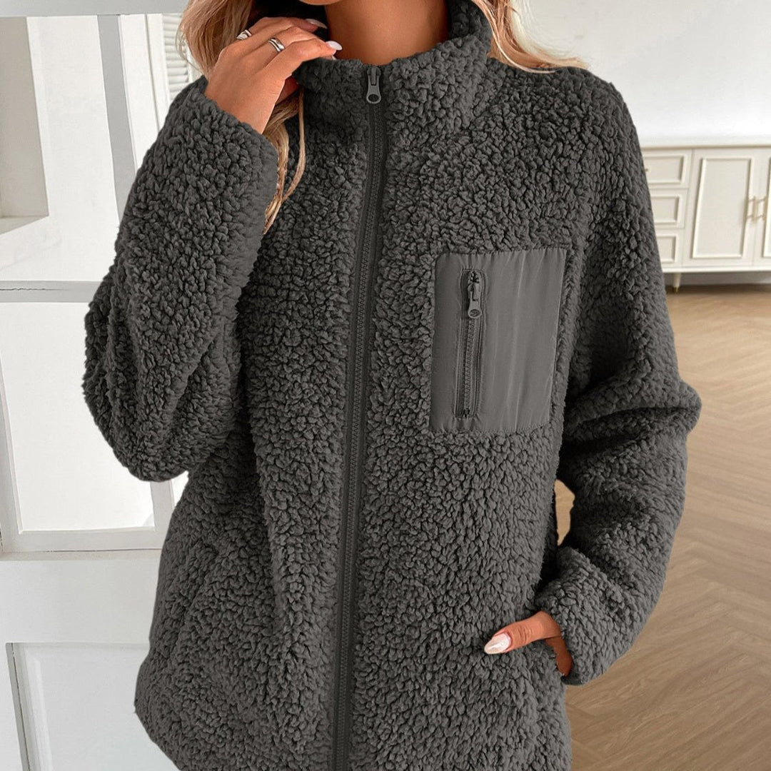Echoarchiv | Lässige Winter Zip-Up Fuzzy Jacke für Damen