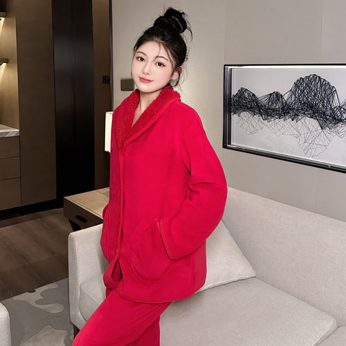 Damen-Pyjama-Set aus Flanell, warm und festlich