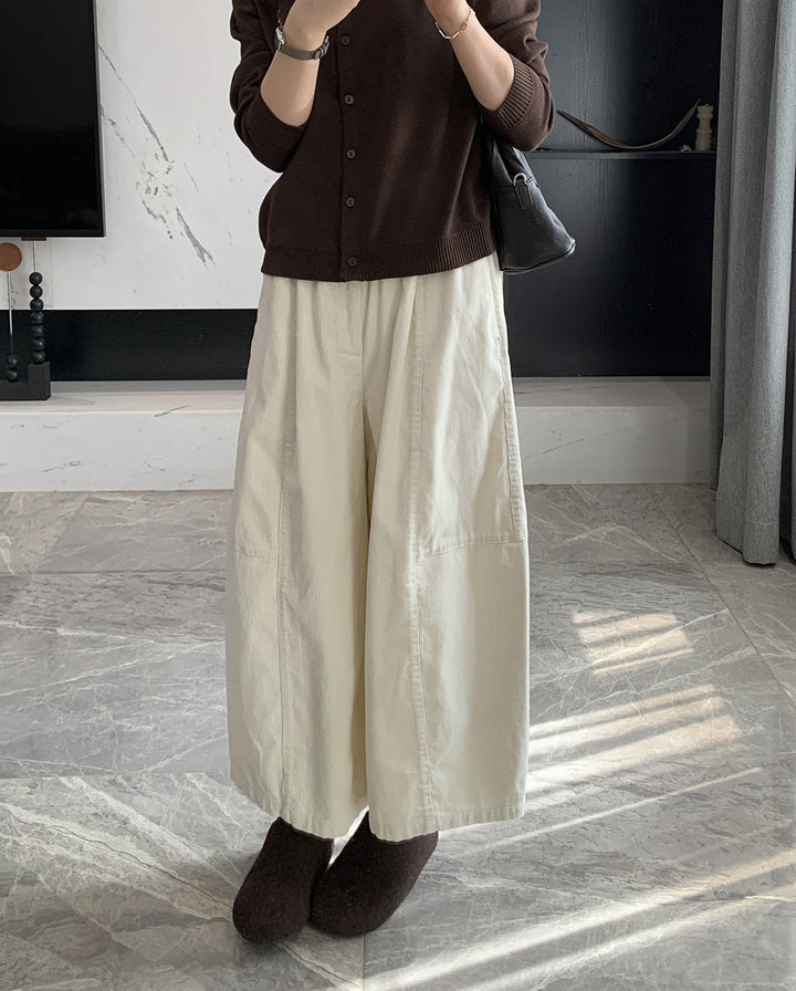 Damen-Kordhose, weit geschnitten, 7/8-Länge
