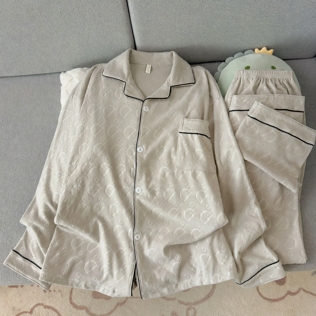 Herren-Pyjama-Set, warmes Thermomaterial, lockere Passform