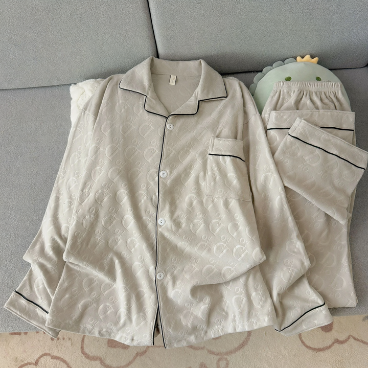 Herren-Pyjama-Set, warmes Thermomaterial, lockere Passform