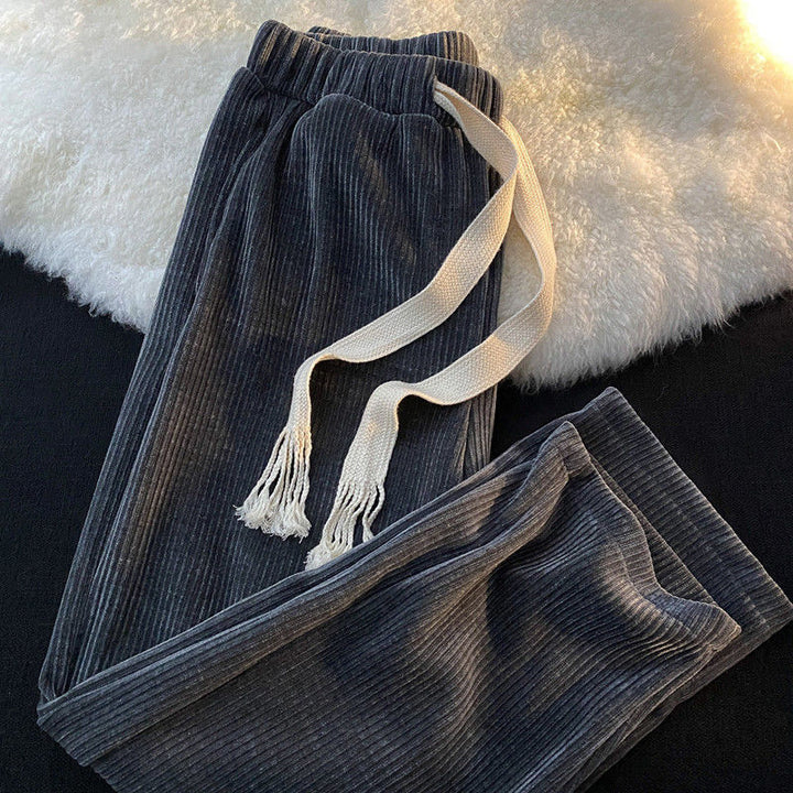 Kord-Weithose mit Kordelzug und hoher Taille