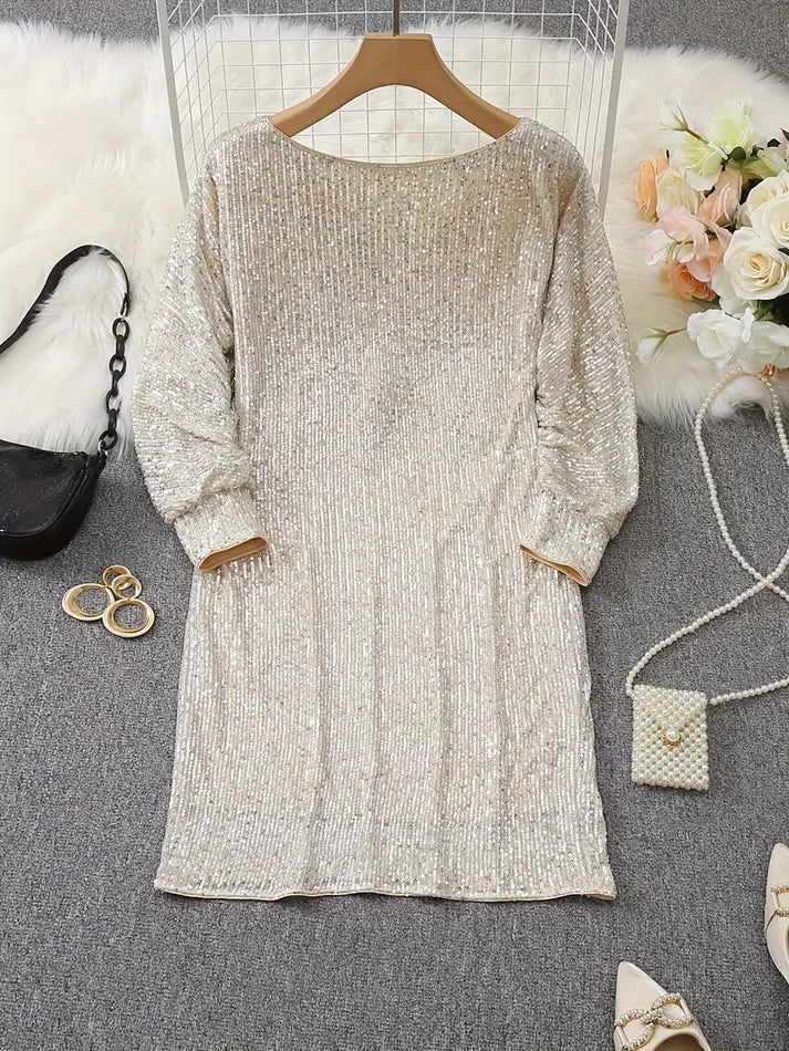 Echoarchiv | Blote Schultern Pailletten Mini Kleid