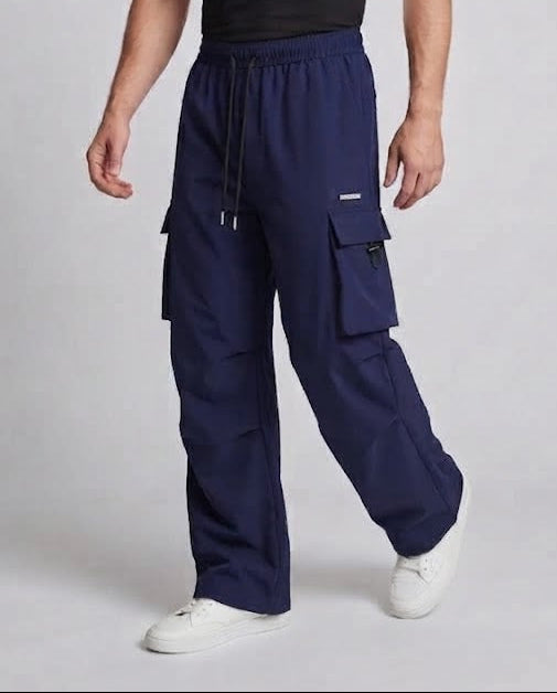 Herren Freizeit Cargo-Baggy-Hosen mit Kordelzug, multifunktionale Taschen und geradem Bein Echoarchiv