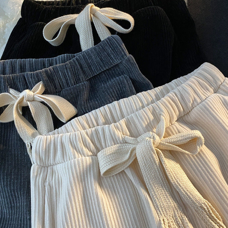Kord-Weithose mit Kordelzug und hoher Taille
