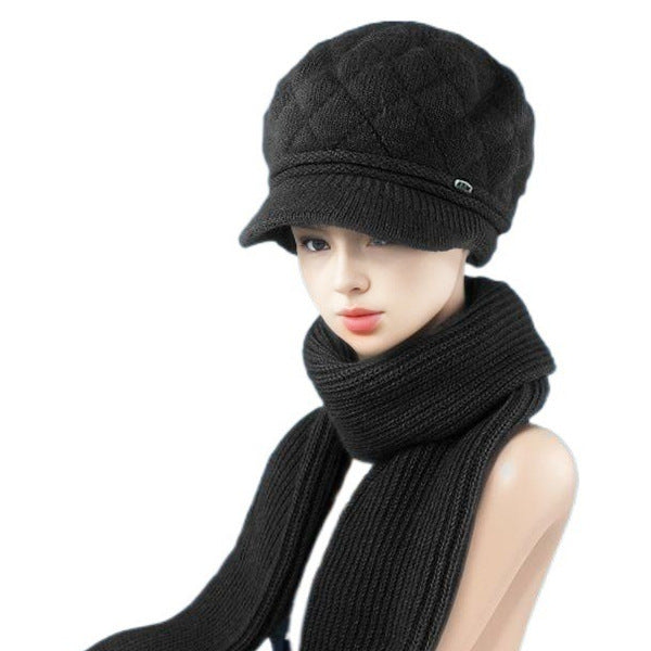 Winter-Set: Strick-Baskenmütze und Schal für Damen