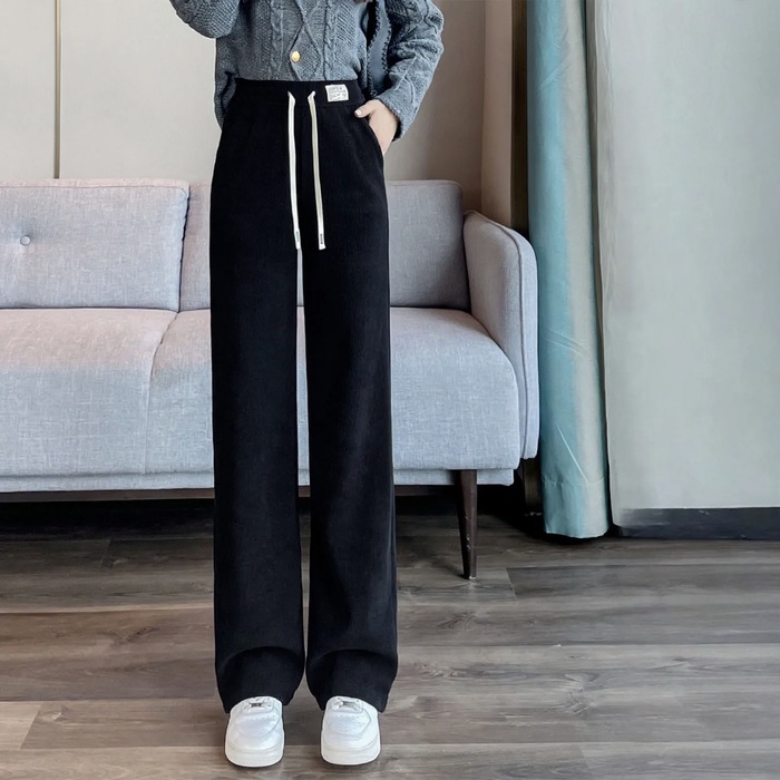 Damen-Cordhose mit weitem Bein, gerade geschnitten