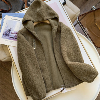 Gefütterte Kapuzenjacke aus doppelseitigem Fleece