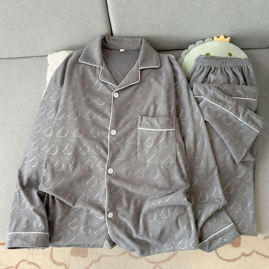 Herren-Pyjama-Set, warmes Thermomaterial, lockere Passform