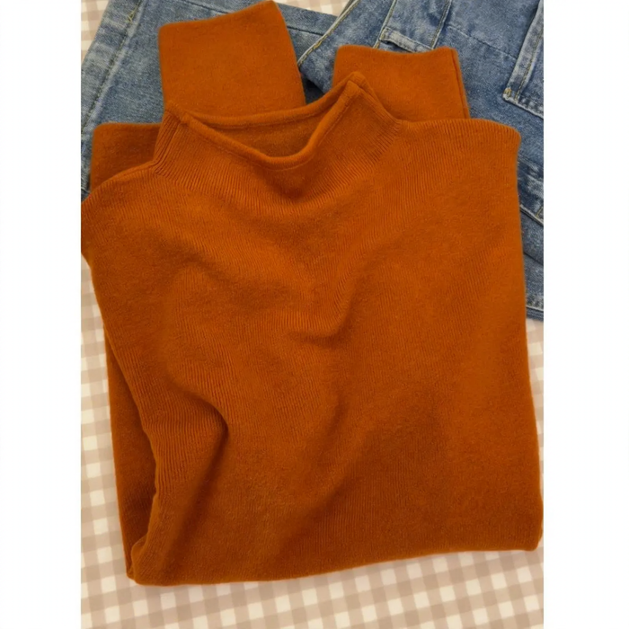 Damen-Strickpullover mit Stehkragen, einfarbig
