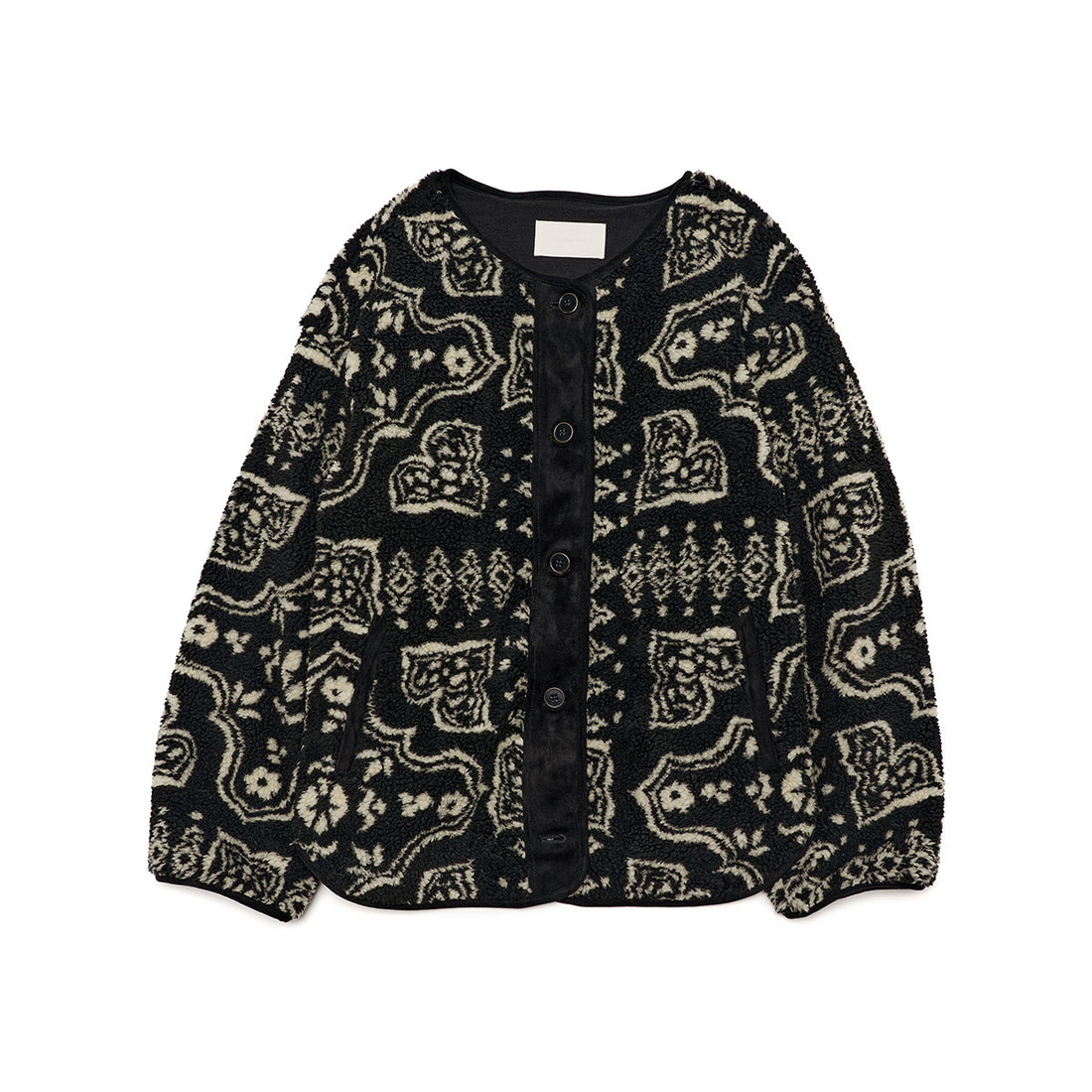 Damen-Plüschjacke mit Rundhalsausschnitt und Muster, Modell H9965