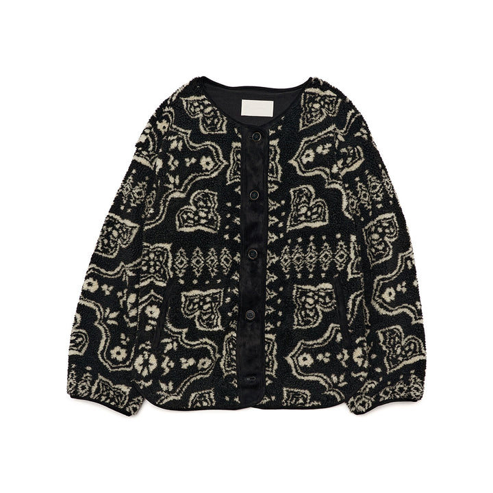Damen-Plüschjacke mit Rundhalsausschnitt und Muster, Modell H9965