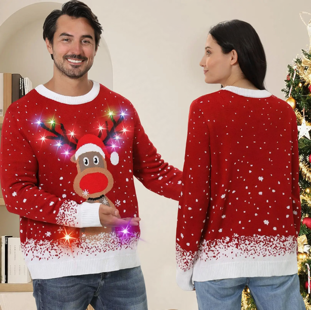 Weihnachtlicher Strickpullover mit Jacquard-Muster