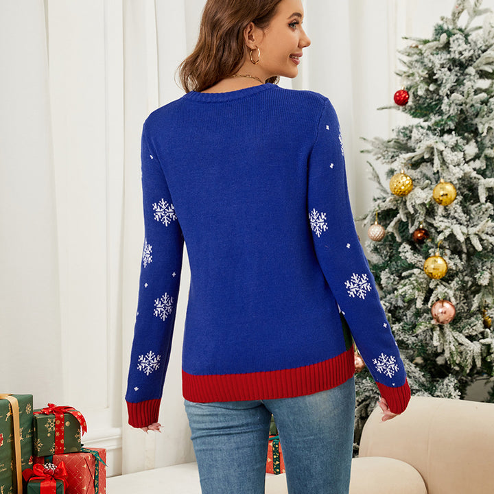 Lockerer Damen-Weihnachtspullover mit Weihnachtsmann-Motiv