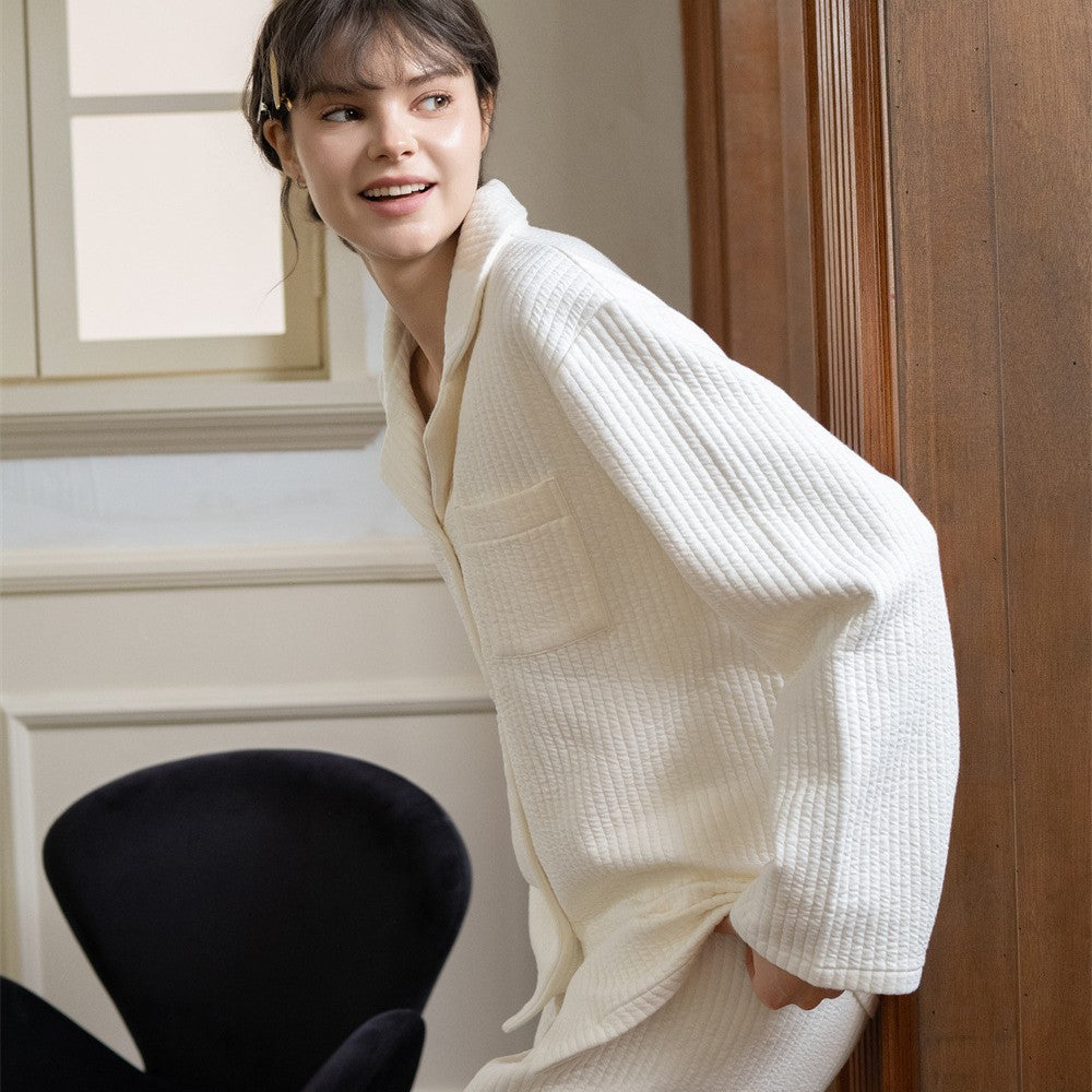 Baumwoll-Loungewear-Set für Paare, langärmelig