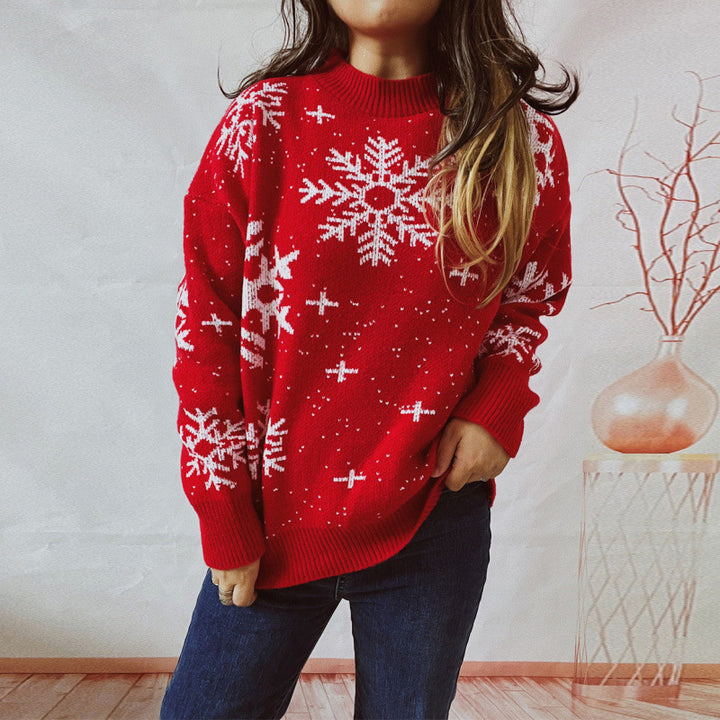 Damen-Strickpullover mit 3D-Weihnachtsmotiv