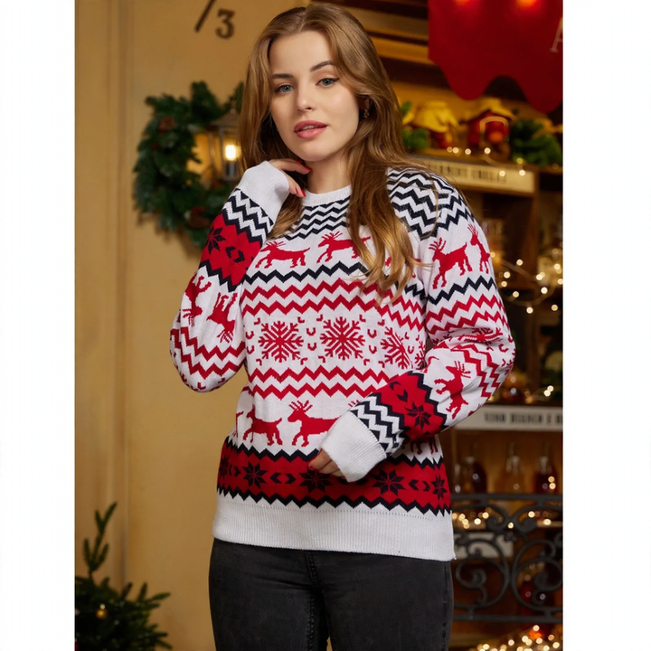 Weihnachtspullover mit Rentier-Jacquard für Damen und Herren
