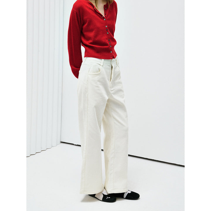 Damen-Cordhose, hoch tailliert, Baumwolle, H63752