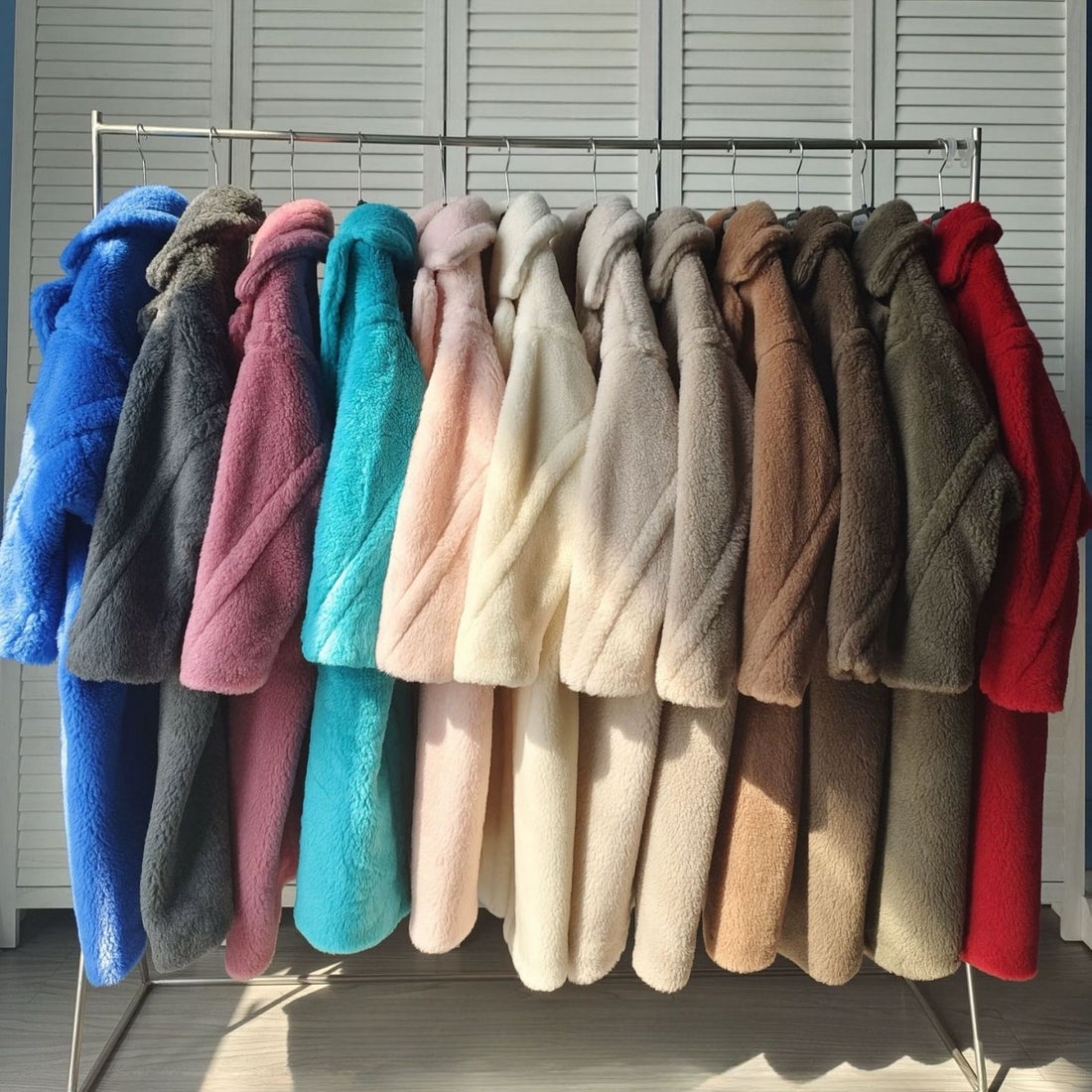 Teddy-Mantel für Damen, lang, verschiedene Farben