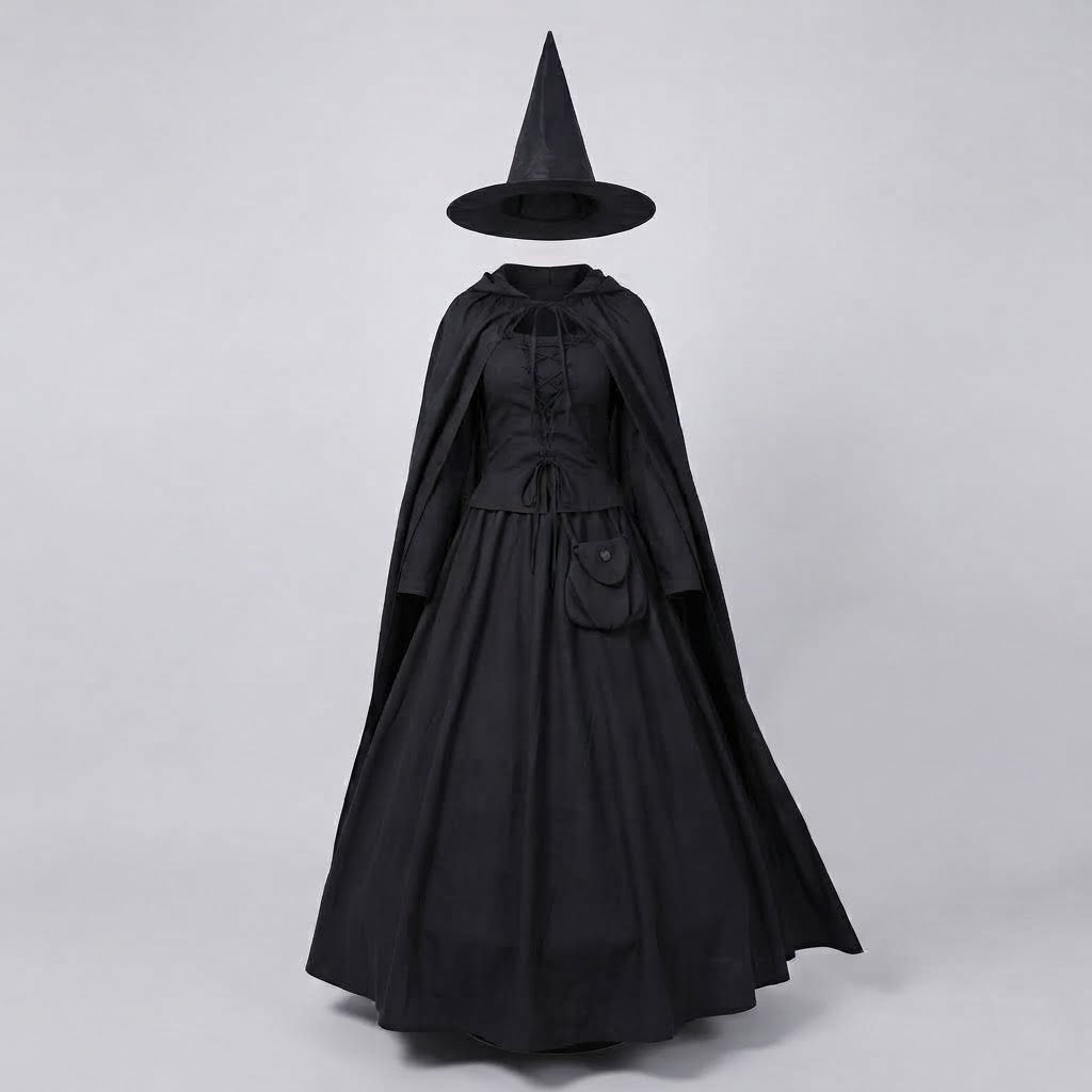 Damen Hexen Kostüm mit abnehmbarem Umhang und Hut Echo Archiv