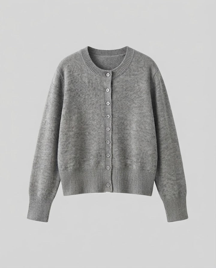 Damen Kurz geschnittene Feinstrick-Cardigan mit geripptem Saum und dezenter Knopfleiste Echo Archiv
