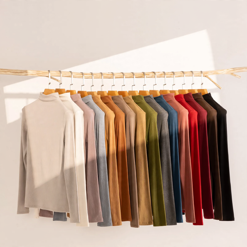Damen Strick-Unterziehshirt, gefüttert, verschiedene Kragen